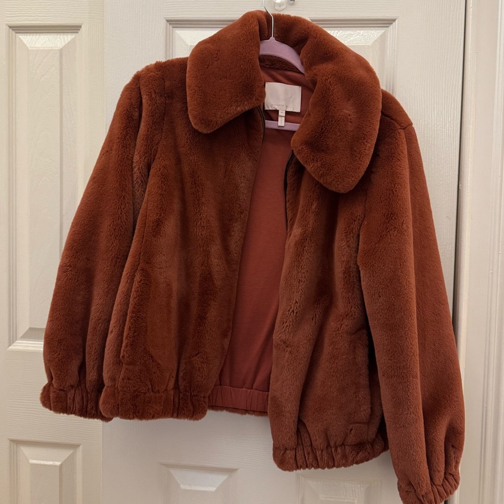 Rebecca Taylor - Faux Fur Bomber Jacket (MEDIUM, Copper/Orange)